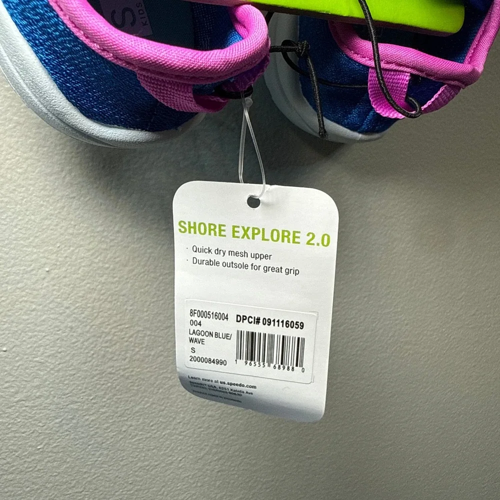 Speedo Shore Explore 2.0 Kids Water Shoes Blue Pink Size S 5-6 NEW